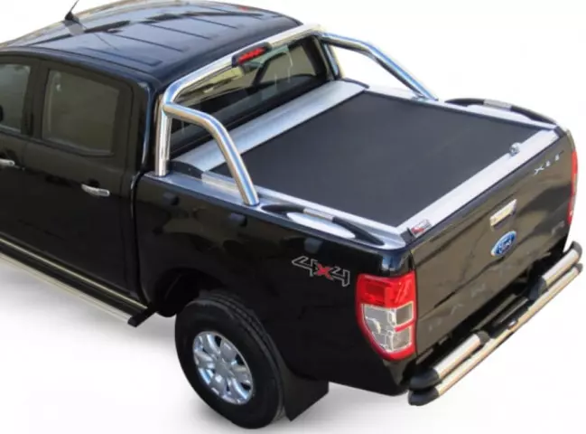 Ролет для Ford Ranger 2012+ (double cab, OEM roll bar) срібний